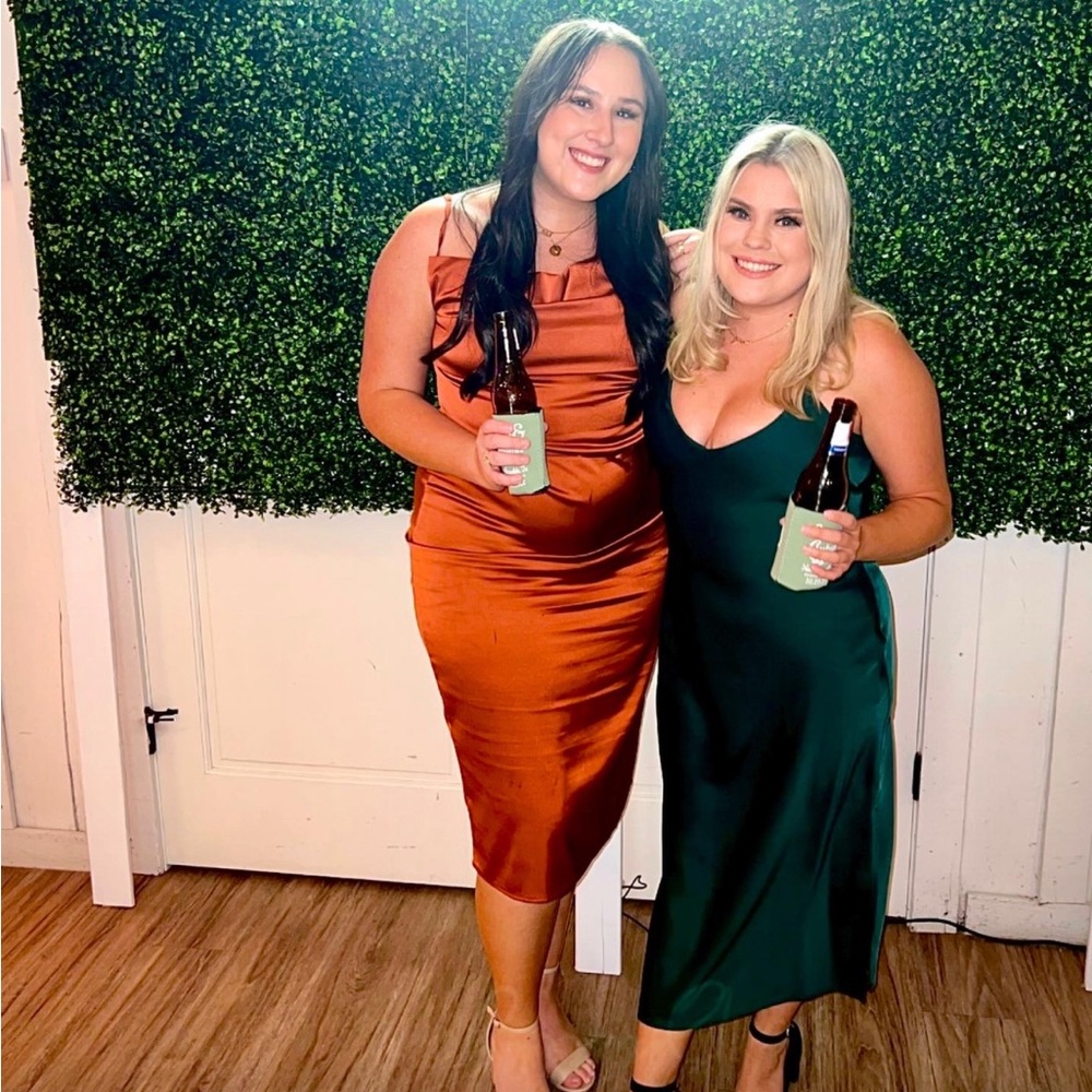 Gianni Binni Satin Midi Dress in Green